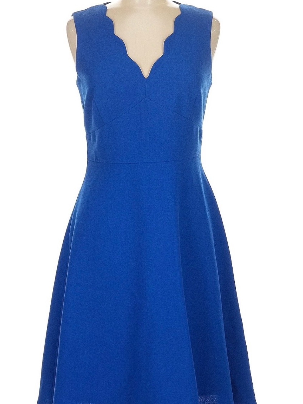 Karl Lagerfeld - Scalloped V-Neck A-Line Dress in Royal Blue